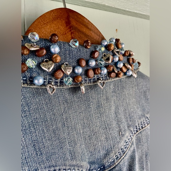 BRIGHTON Blue Denim charms Hearts Jean Jacket surprise charm hidden XS- Small - Picture 6 of 16